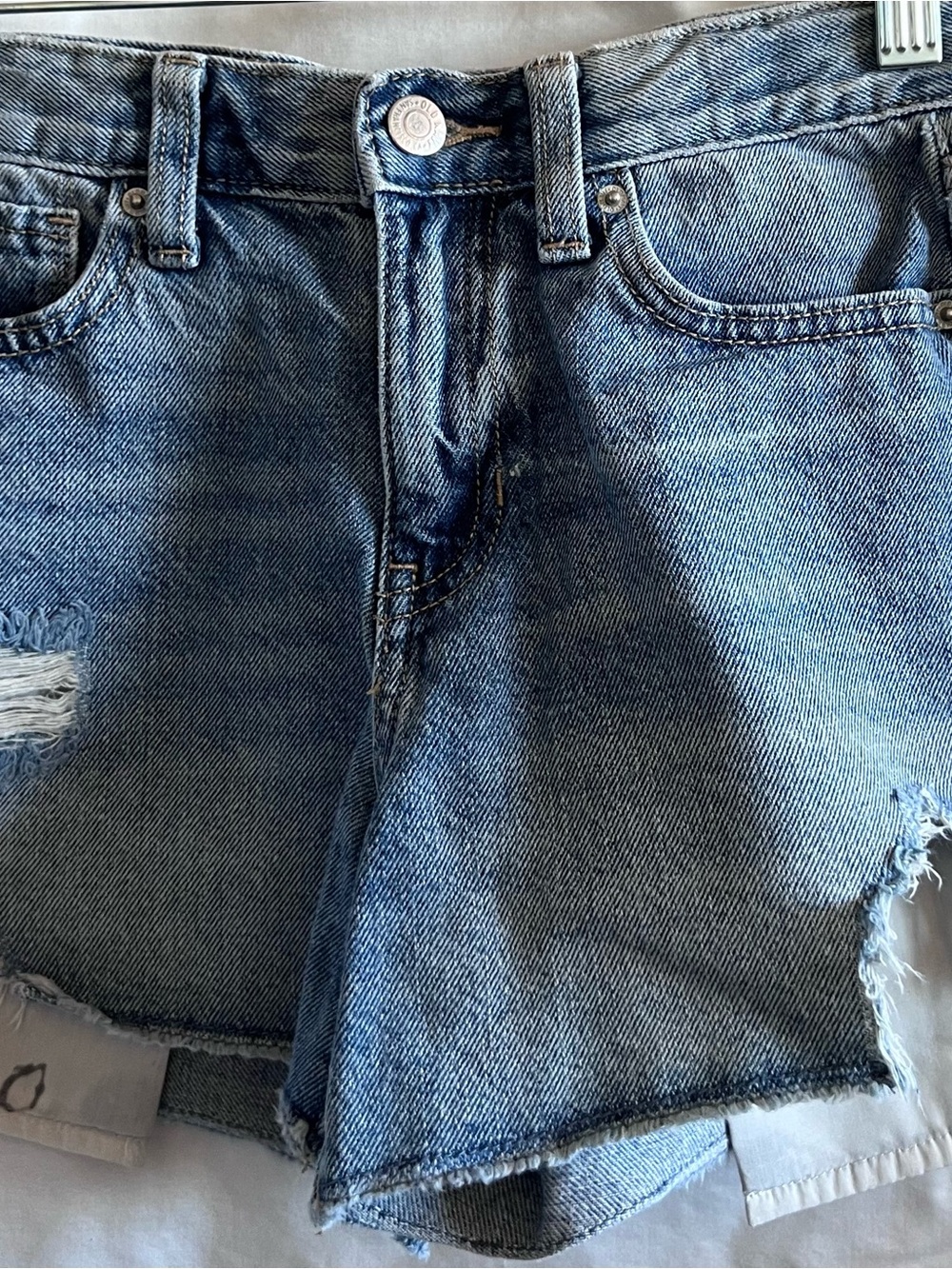 Old Navy Light Blue Denim Shorts with Distressed Trim